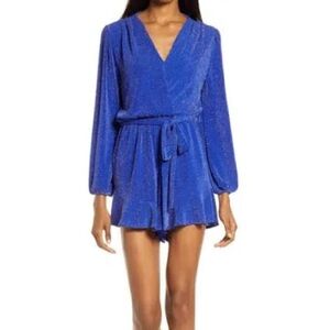 Fraiche by J Long Sleeve Knit Romper in Cobalt at Nordstrom